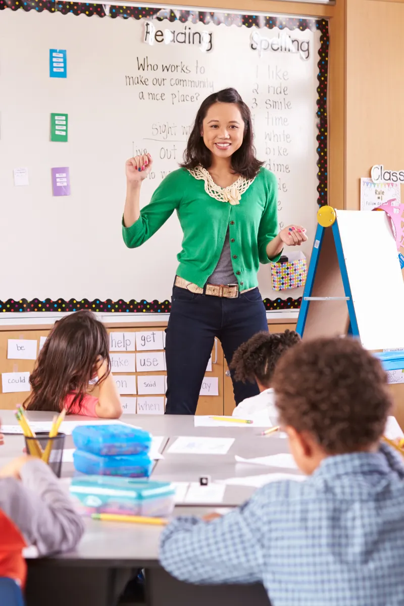 Teacher teaching newly enrolled students